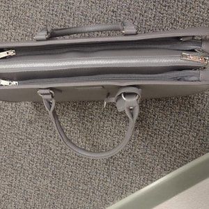 Gray Blon's Purse/Laptop Bag With Handles and Detachable Strap